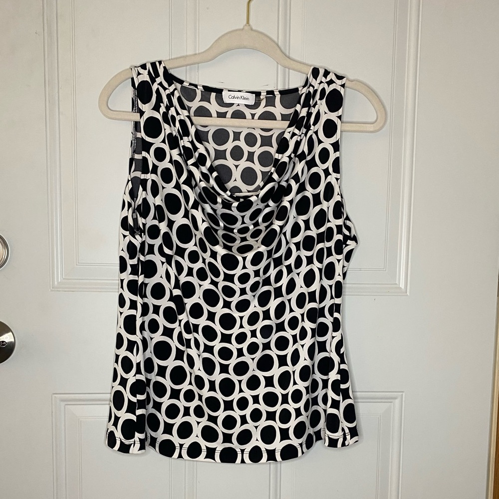 Calvin Klein Sleeveless Blouse with Cowl Neck